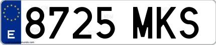 Ejemplo de matrícula española 8725 MKS