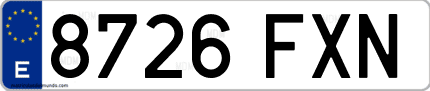 Ejemplo de matrícula de coche ordinaria 8726 FXN