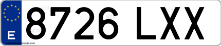 Ejemplo de matrícula de coche ordinaria 8726 LXX