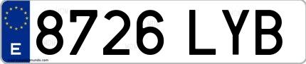 Ejemplo de matrícula española 8726 LYB