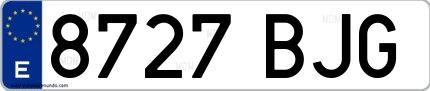 Ejemplo de matrícula española 8727 BJG