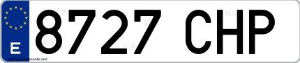 Ejemplo de matrícula española 8727 CHP