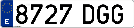Ejemplo de matrícula de coche ordinaria 8727 DGG