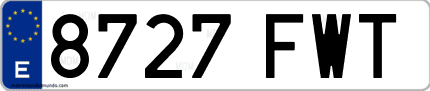 Ejemplo de matrícula de coche ordinaria 8727 FWT