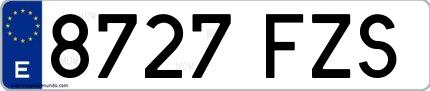 Ejemplo de matrícula española 8727 FZS