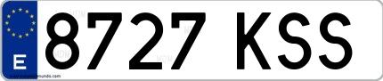 Ejemplo de matrícula española 8727 KSS