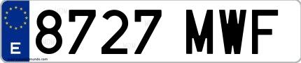 Ejemplo de matrícula española 8727 MWF
