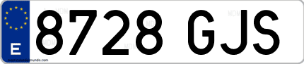 Ejemplo de matrícula de coche ordinaria 8728 GJS