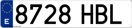 Ejemplo de matrícula de coche ordinaria 8728 HBL