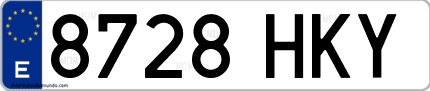 Ejemplo de matrícula de coche ordinaria 8728 HKY