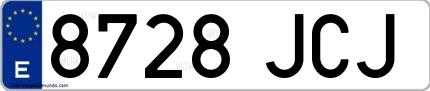 Ejemplo de matrícula española 8728 JCJ