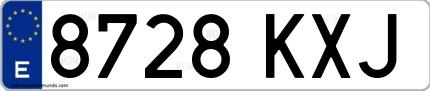 Ejemplo de matrícula española 8728 KXJ