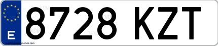 Ejemplo de matrícula española 8728 KZT