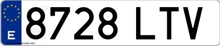 Ejemplo de matrícula española 8728 LTV