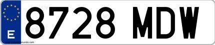 Ejemplo de matrícula española 8728 MDW