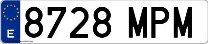 Ejemplo de matrícula española 8728 MPM