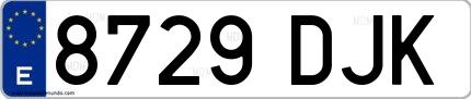 Ejemplo de matrícula española 8729 DJK
