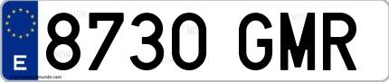 Ejemplo de matrícula española 8730 GMR