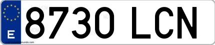 Ejemplo de matrícula española 8730 LCN