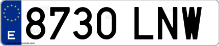 Ejemplo de matrícula de coche ordinaria 8730 LNW