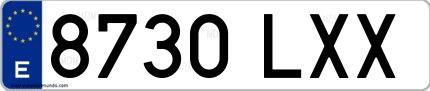 Ejemplo de matrícula española 8730 LXX