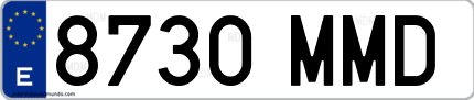 Ejemplo de matrícula de coche ordinaria 8730 MMD