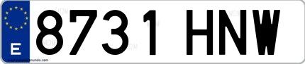 Ejemplo de matrícula española 8731 HNW