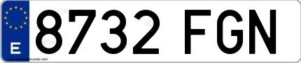 Ejemplo de matrícula española 8732 FGN
