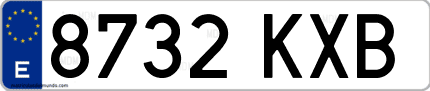Ejemplo de matrícula de coche ordinaria 8732 KXB