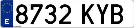 Ejemplo de matrícula española 8732 KYB