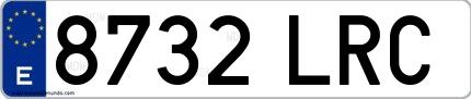 Ejemplo de matrícula española 8732 LRC