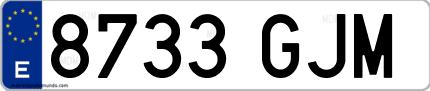 Ejemplo de matrícula de coche ordinaria 8733 GJM