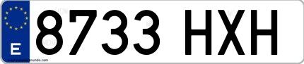 Ejemplo de matrícula española 8733 HXH