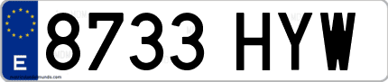 Ejemplo de matrícula de coche ordinaria 8733 HYW
