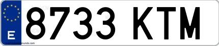 Ejemplo de matrícula española 8733 KTM