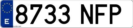 Ejemplo de matrícula española 8733 NFP