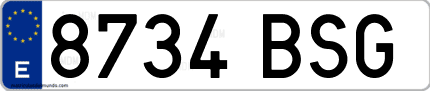 Ejemplo de matrícula de coche ordinaria 8734 BSG