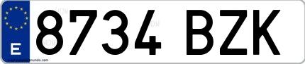 Ejemplo de matrícula española 8734 BZK