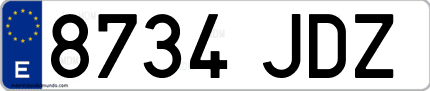 Ejemplo de matrícula de coche ordinaria 8734 JDZ