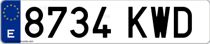 Ejemplo de matrícula de coche ordinaria 8734 KWD