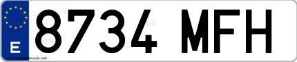 Ejemplo de matrícula española 8734 MFH