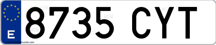 Ejemplo de matrícula de coche ordinaria 8735 CYT