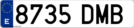 Ejemplo de matrícula de coche ordinaria 8735 DMB