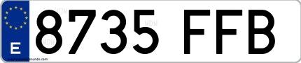 Ejemplo de matrícula española 8735 FFB