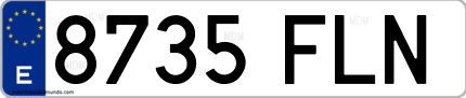 Ejemplo de matrícula de coche ordinaria 8735 FLN
