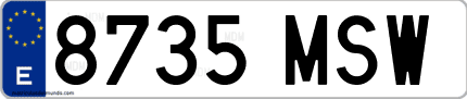Ejemplo de matrícula de coche ordinaria 8735 MSW