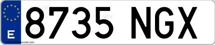 Ejemplo de matrícula española 8735 NGX