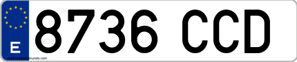Ejemplo de matrícula de coche ordinaria 8736 CCD