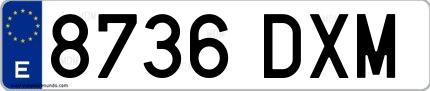 Ejemplo de matrícula española 8736 DXM