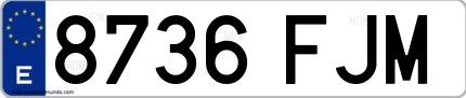 Ejemplo de matrícula española 8736 FJM